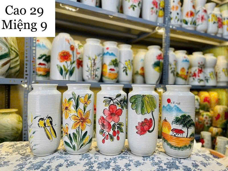 Lọ Hoa Gốm Sứ Nhiều Mẫu Cao 29, miệng 9 Lọ Hoa Gốm Sứ Nhiều Mẫu Cao 29, miệng 9