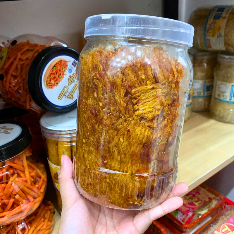 Bánh Tráng Mực Cán Sa Tế Mắm Me 300g - Hộp Tròn Bánh Tráng Mực Cán Sa Tế Mắm Me 300g - Hộp Tròn