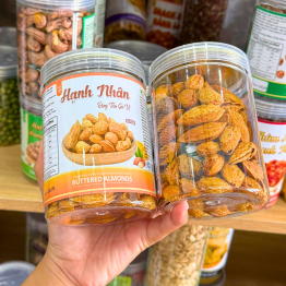 Hạnh Nhân Sấy Tẩm Vị - Hạnh Nhân Rang Bơ Vỏ Dày Thơm Ngon 300g - Hũ Pet - HNRBHP300G