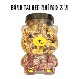 Bánh Tai Heo Mix 3 Vị (Caramel, Khoai Môn, Trà Xanh) 400g Thơm Ngon - Hũ Gấu Lớn - BTHM3VHGL400G
