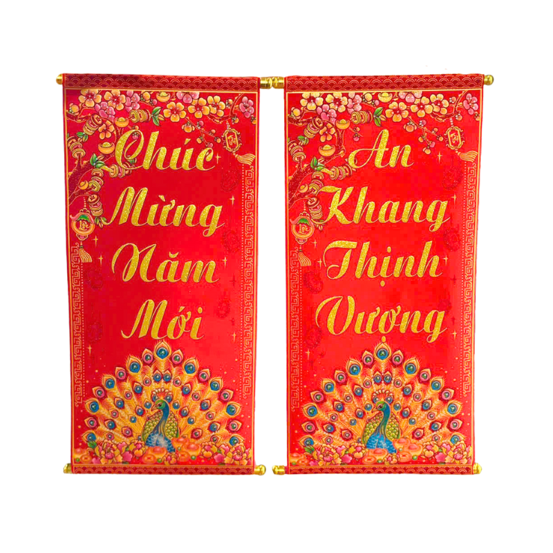 Cặp 2 Câu Đối Đỏ Hình Công Treo Tường Trang Trí Tết 35x75cm Cặp 2 Câu Đối Đỏ Hình Công Treo Tường Trang Trí Tết 35x75cm