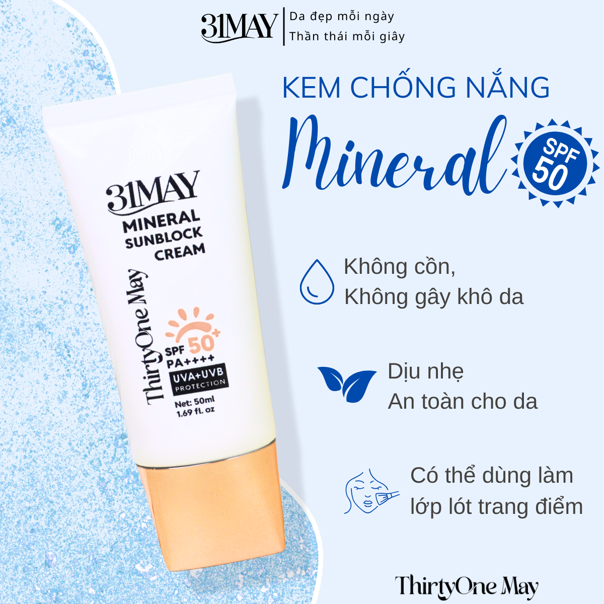 27529_21231-35_20251206171023.png Kem Chống Nắng 31 May Mineral Sunblock Cream SPF50+ PA++++ 50ml - 8938562528132