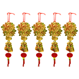 Túi 5 Dây Liễn Treo Túi Tiền Nơ Treo Cây Cảnh Trang Trí Tết - Móc Khóa Túi Thần Tài - TLN07