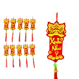 Set 10 Liễn Đầu Lân Nhung Treo Cây Trang Trí Tết - TLN08