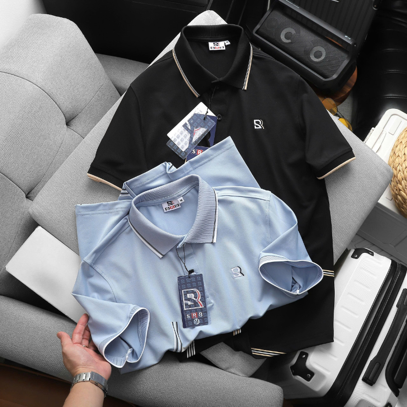 Áo Thun Nam Polo - Áo Thun Cổ Bẻ Nam Thêu Logo Chữ R Trước Ngực Và Phối Sọc Ở Vạt Áo Sang Trọng Có Big Size Áo Thun Nam Polo - Áo Thun Cổ Bẻ Nam Thêu Logo Chữ R Trước Ngực Và Phối Sọc Ở Vạt Áo Sang Trọng Có Big Size