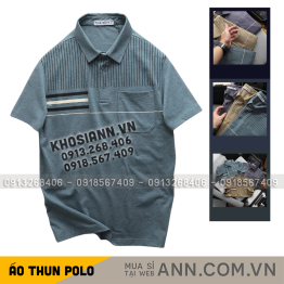 Áo Thun Nam Polo - Áo Thun Cổ Bẻ Nam Phối Sọc Có Túi Trước Ngực Sang Trọng Có Big Size - CS295