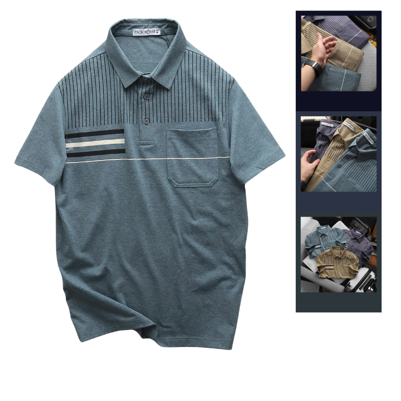 Áo Thun Nam Polo - Áo Thun Cổ Bẻ Nam Phối Sọc Có Túi Trước Ngực Sang Trọng Có Big Size Áo Thun Nam Polo - Áo Thun Cổ Bẻ Nam Phối Sọc Có Túi Trước Ngực Sang Trọng Có Big Size