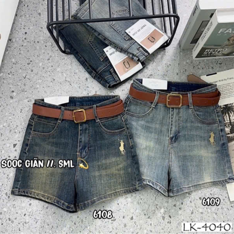 Phân phối quần Short Jean Nữ Thêu Logo Không Co Giãn Đứng Form Chuẩn Phân phối quần Short Jean Nữ Thêu Logo Không Co Giãn Đứng Form Chuẩn
