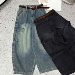 Quần Thụng Jeans Nữ Túi Hộp Vải Dày Mềm Không Co Giãn - QG297