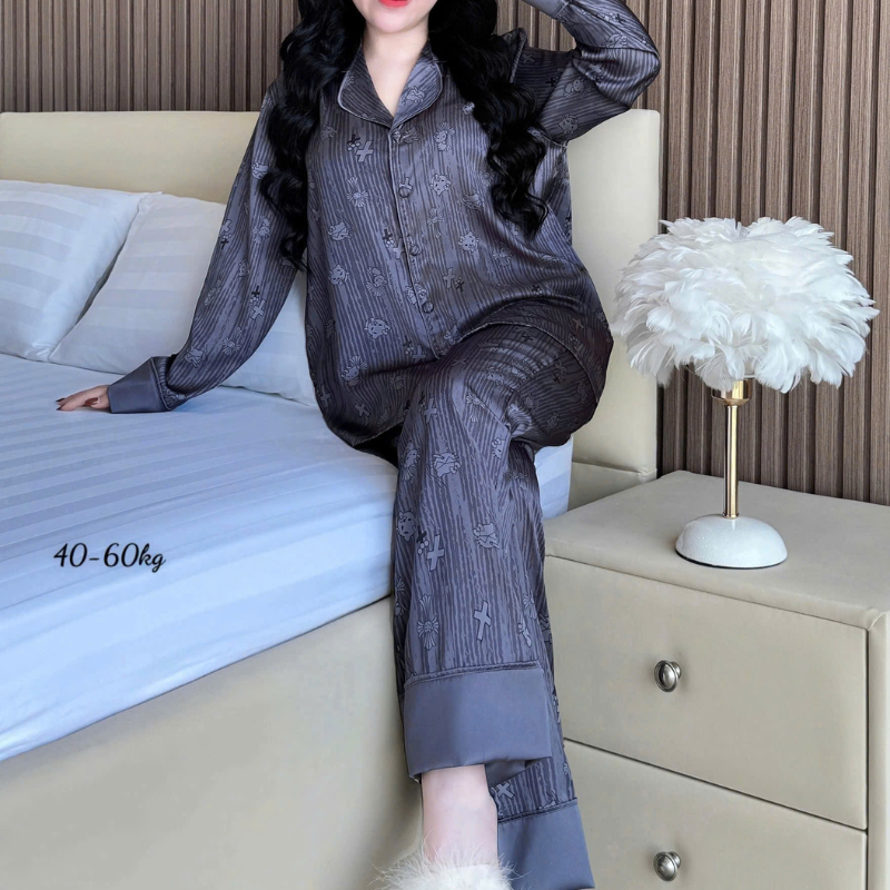 Nguồn sỉ đồ Bộ Ngủ Nữ - Đồ Bộ Dài Họa Tiết Đơn Giản Mặc Mát Thoải Mái 40–60kg Nguồn sỉ đồ Bộ Ngủ Nữ - Đồ Bộ Dài Họa Tiết Đơn Giản Mặc Mát Thoải Mái 40–60kg