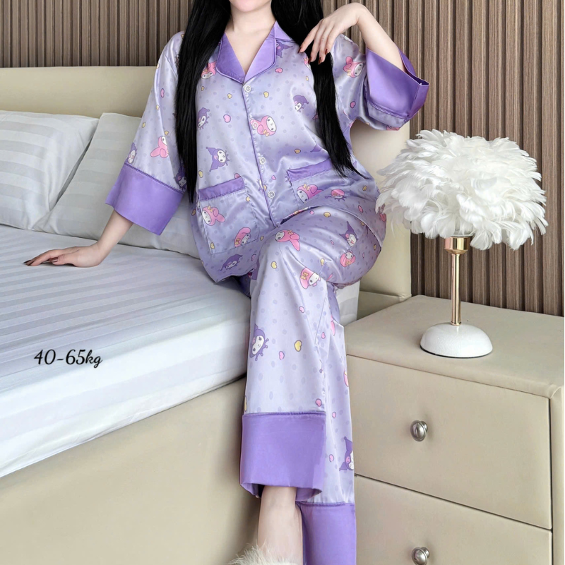 Đồ Bộ Ngủ Nữ - Đồ Bộ Quần Dài Họa Tiết Đơn Giản Mặc Mát Thoải Mái 40–65kg Đồ Bộ Ngủ Nữ - Đồ Bộ Quần Dài Họa Tiết Đơn Giản Mặc Mát Thoải Mái 40–65kg