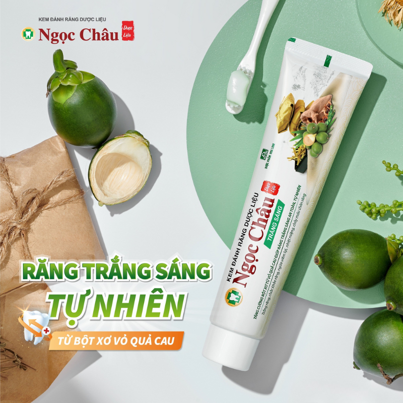 27784_33_20251226161208.png Combo 2 Cây Kem Đánh Răng Ngọc Châu Trắng Răng 100g/Tuýp - Kem Đánh Răng Dược Liệu + Tặng 1 Bài Chải Đánh Răng - 8936009151981