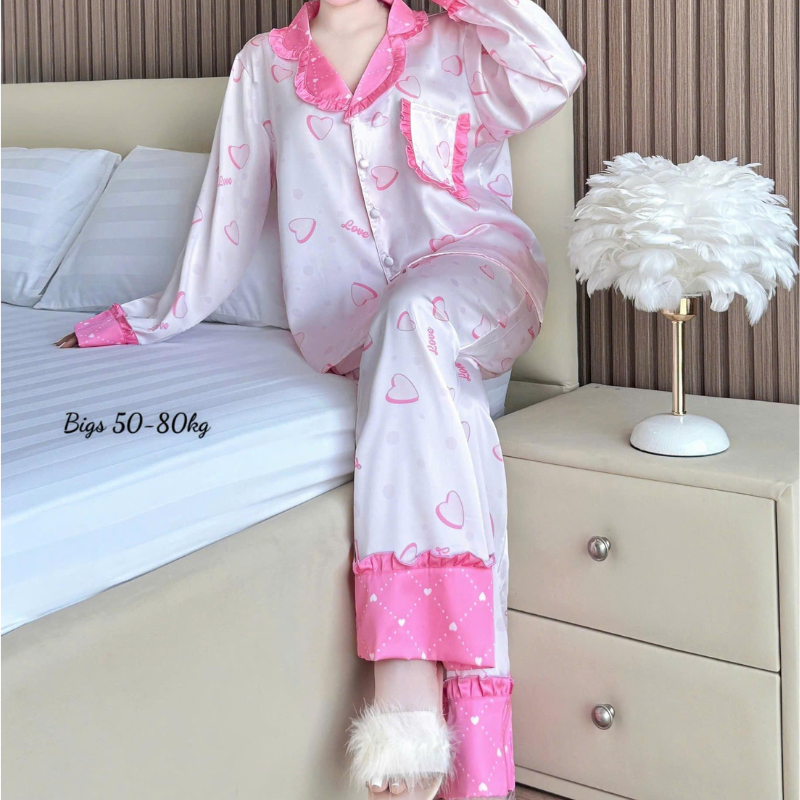 27896_119_20260106171107.png Đồ Bộ Pijama Nữ - Đồ Bộ Tay Dài Quần Dài Họa Tiết Đơn Giản Mặc Mát Thoải Mái Big Size 50–80kg - DBO5207