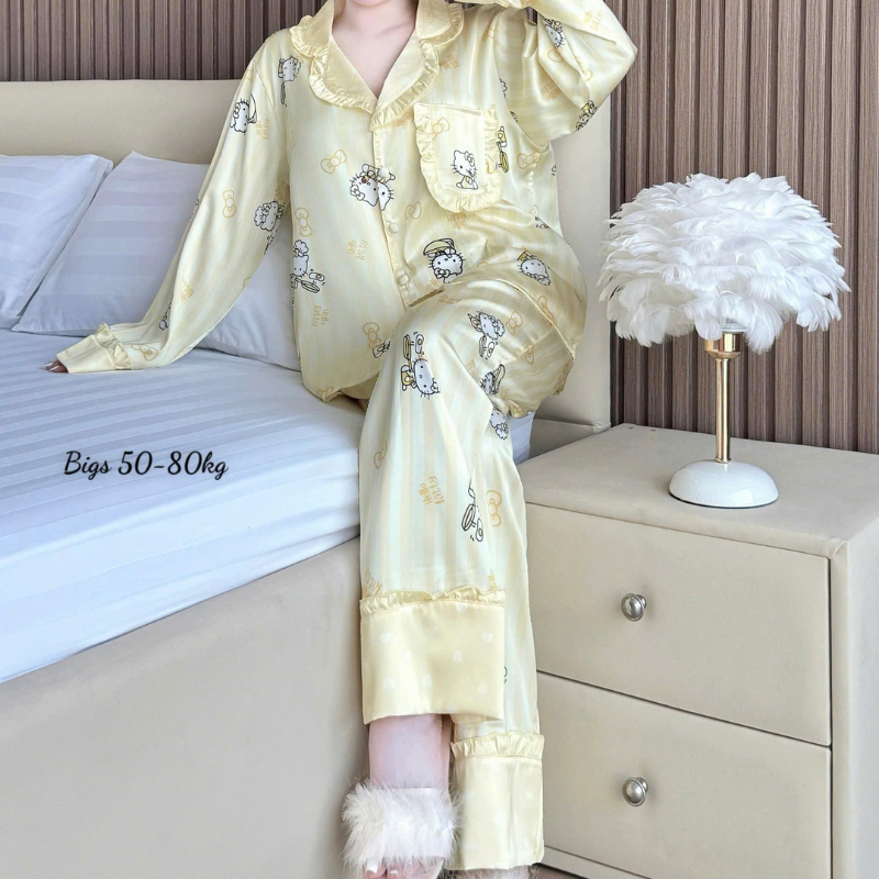 27896_125_20260106171112.png Đồ Bộ Pijama Nữ - Đồ Bộ Tay Dài Quần Dài Họa Tiết Đơn Giản Mặc Mát Thoải Mái Big Size 50–80kg - DBO5207