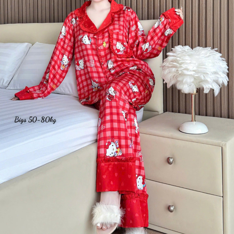 27896_126_20260106171113.png Đồ Bộ Pijama Nữ - Đồ Bộ Tay Dài Quần Dài Họa Tiết Đơn Giản Mặc Mát Thoải Mái Big Size 50–80kg - DBO5207