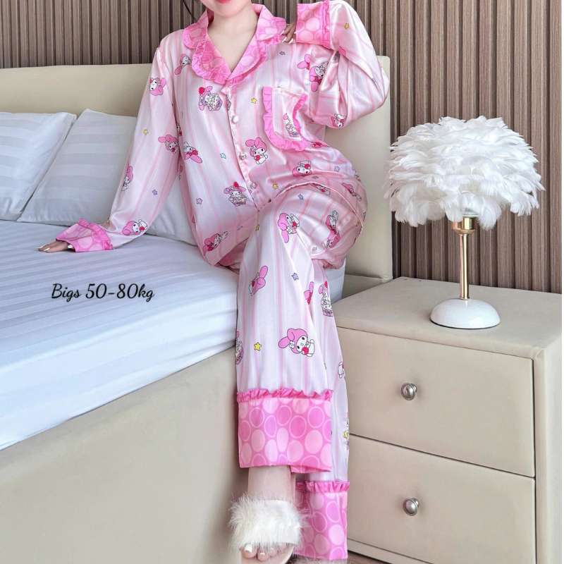 Nguồn sỉ đồ Bộ Pijama Nữ - Đồ Bộ Tay Dài Quần Dài Họa Tiết Đơn Giản Mặc Mát Thoải Mái Big Size 50–80kg Nguồn sỉ đồ Bộ Pijama Nữ - Đồ Bộ Tay Dài Quần Dài Họa Tiết Đơn Giản Mặc Mát Thoải Mái Big Size 50–80kg