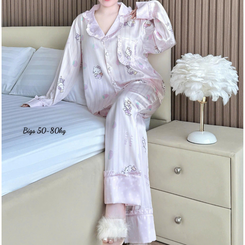 27896_134_20260106171119.png Đồ Bộ Pijama Nữ - Đồ Bộ Tay Dài Quần Dài Họa Tiết Đơn Giản Mặc Mát Thoải Mái Big Size 50–80kg - DBO5207