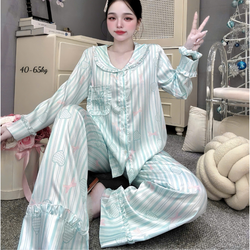 27898_146_20260106172800.png Đồ Bộ Pijama Nữ - Đồ Bộ Tay Dài Quần Dài Viền Bèo Họa Tiết Nhí Size 40-60kg - DBO5209