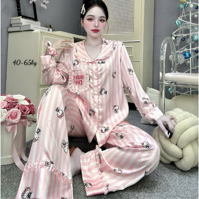 27898_149_20260106172802.png Đồ Bộ Pijama Nữ - Đồ Bộ Tay Dài Quần Dài Viền Bèo Họa Tiết Nhí Size 40-60kg - DBO5209