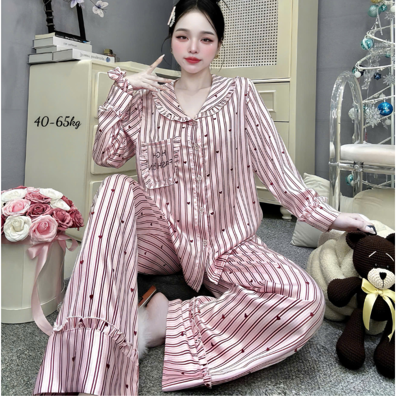 27898_150_20260106172802.png Đồ Bộ Pijama Nữ - Đồ Bộ Tay Dài Quần Dài Viền Bèo Họa Tiết Nhí Size 40-60kg - DBO5209