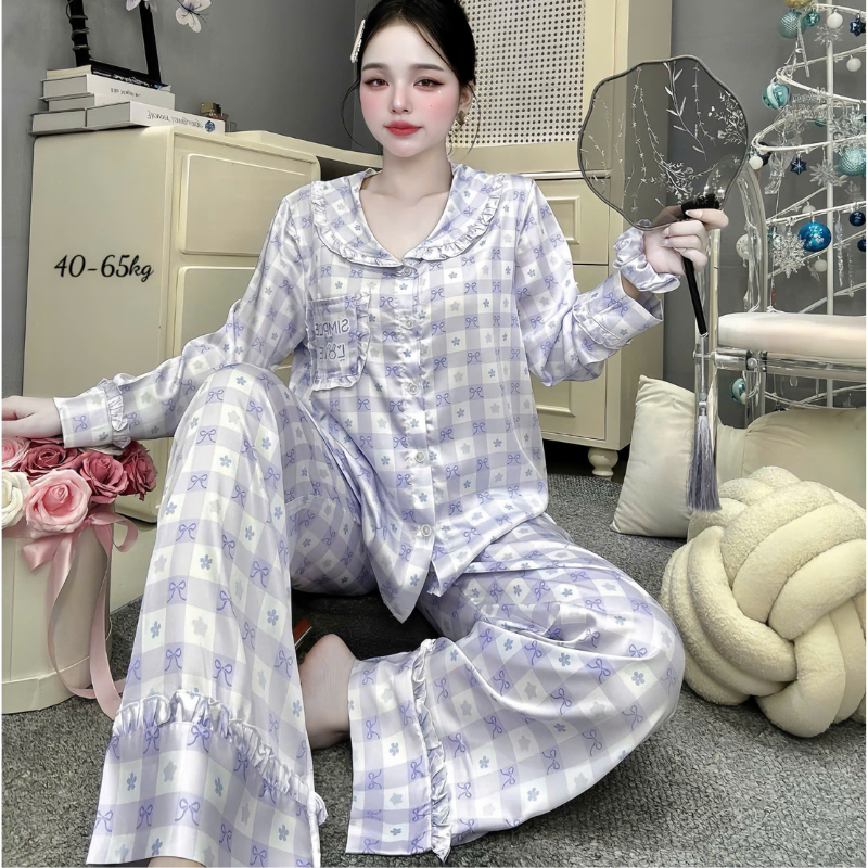 27898_155_20260106172806.png Đồ Bộ Pijama Nữ - Đồ Bộ Tay Dài Quần Dài Viền Bèo Họa Tiết Nhí Size 40-60kg - DBO5209