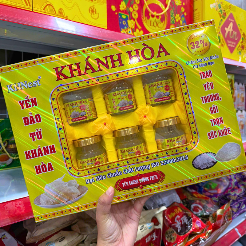 Bỏ sỉ yến Chưng Đường Phèn Khánh Hòa KHNest 32% Hộp Vàng 6 Hủ 70ml Bỏ sỉ yến Chưng Đường Phèn Khánh Hòa KHNest 32% Hộp Vàng 6 Hủ 70ml