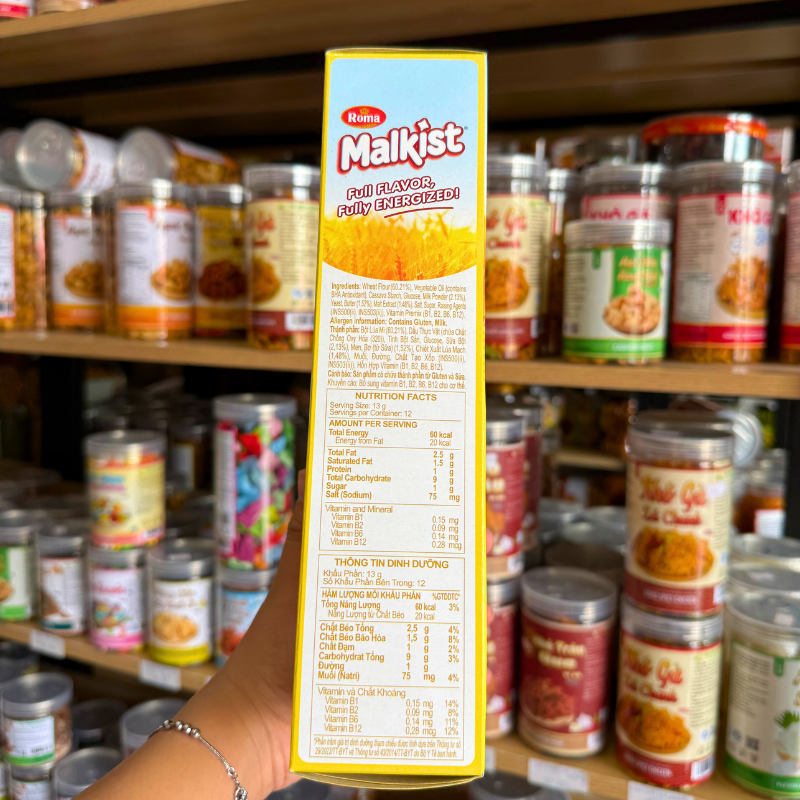 Bánh Quy Giòn Lúa Mạch Phô Mai ROMA MALKIST Vàng 168g - Hộp 12 Gói Bánh Quy Giòn Lúa Mạch Phô Mai ROMA MALKIST Vàng 168g - Hộp 12 Gói