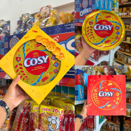 Bánh Cosy Quy Bơ Thập Cẩm Vị Bơ Sữa - Bánh Kinh Đô Cosy Bơ Sữa Hộp Thiếc Tròn Vàng 390Gr - Kèm Túi - 8934680025812