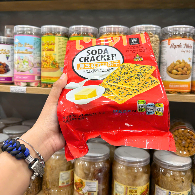 Chuyên sỉ bánh Quy Soda Ăn Kiêng GODINN vị Black Seame 400g Chuyên sỉ bánh Quy Soda Ăn Kiêng GODINN vị Black Seame 400g