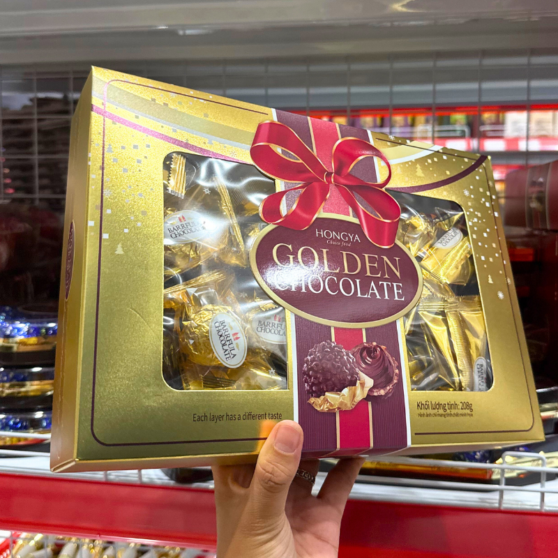 Nguồn sỉ kẹo Socola Hộp Giấy HONGYA GOLDEN - Vàng 208g Nguồn sỉ kẹo Socola Hộp Giấy HONGYA GOLDEN - Vàng 208g