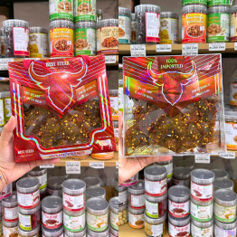 Khô Bò Sấy Khô Vị Truyền Thống Siêu Cay Malai BEST STEAK Hộp Vuông Ánh Kim Đầu Bò - KBSKVTTSC