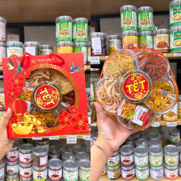 Hộp Qùa Tết Set Khô Lục Vị 2026 (Mực xé, khô gà lá chanh, khô tẩm vị heo, khô tẩm vị bò, chà bông xù) - SETKHO6VI