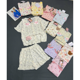 Đồ Bộ Nữ Áo Cổ Sen Tay Ngắn Quần Đùi Họa Tiết Đáng Yêu Vải Cotton Hàn Mịn Mát Size 45-62kg - DBOR0010