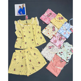Đồ Bộ Nữ Áo 3 Lỗ Quần Đùi Họa Tiết Trẻ Trung Dễ Thương Vải Cotton Hàn Mịn Mát Size 45-62kg - DBOR0011
