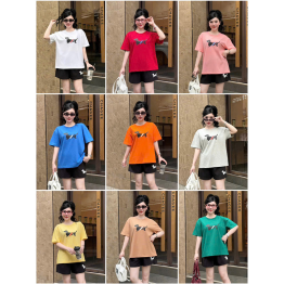 Đồ Bộ Nữ Áo Thun Cổ Tròn Tay Ngắn Quần Đùi Thể Thao Năng Động Vải Cotton Thoáng Mát Size 45-62kg - DBOR0012