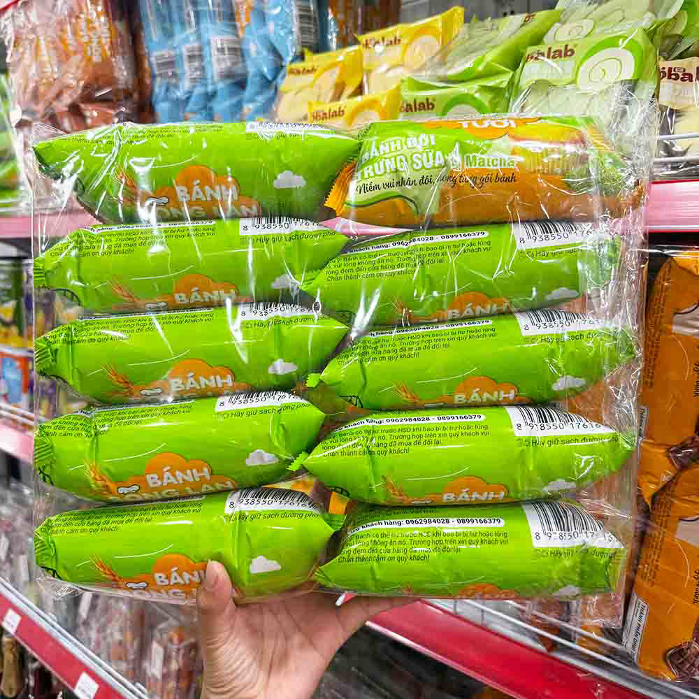 Bỏ sỉ lốc 10 Cái Bánh Bông Lan Tươi Trứng Sữa Kim Nguyên Vị Matcha 60g - Bịch Xanh Lá Bỏ sỉ lốc 10 Cái Bánh Bông Lan Tươi Trứng Sữa Kim Nguyên Vị Matcha 60g - Bịch Xanh Lá