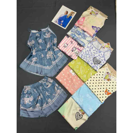 Đồ Bộ Nữ Áo Cổ Yếm Quần Đùi Họa Tiết Trẻ Trung Vải Latin Thoáng Mát Size 45-62kg - DBOR0015