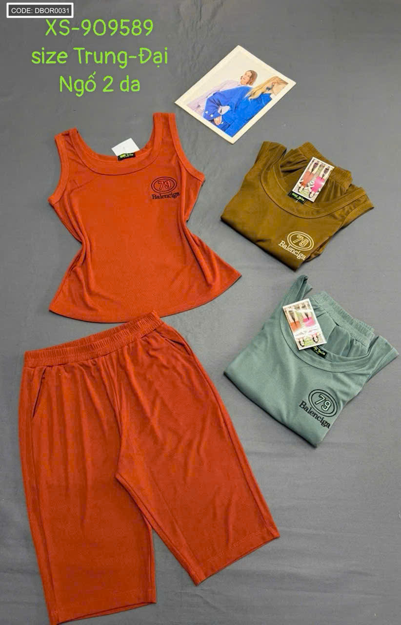 Chuyên sỉ đồ Bộ Nữ Sát Nách Quần Lỡ Lững XS-909589 Chuyên sỉ đồ Bộ Nữ Sát Nách Quần Lỡ Lững XS-909589