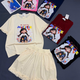 Đồ Bộ Nữ Tay Ngắn Quần Đùi Ym 2028326 Cotton 4 chiều quần lai bèo - DBOR0036