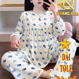 Đồ Bộ nữ tay lỡ mặt nhà quần dài ống suông Qn051726 - DBOR0048