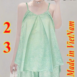 Đồ bộ nữ 2 dây sát nách vải gấm quần đùi HK 0036 - DBOR0074