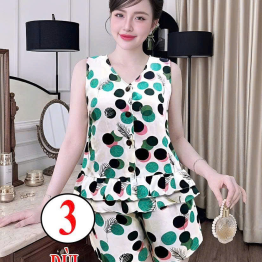 Đồ bộ nữ sát nách quần đùi áo xòe PT-7526 - DBOR0116