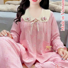 Đồ bộ nữ tiểu thư tay dài cotton hàn không giãn HT-15236 - 115236 - DBOR0117