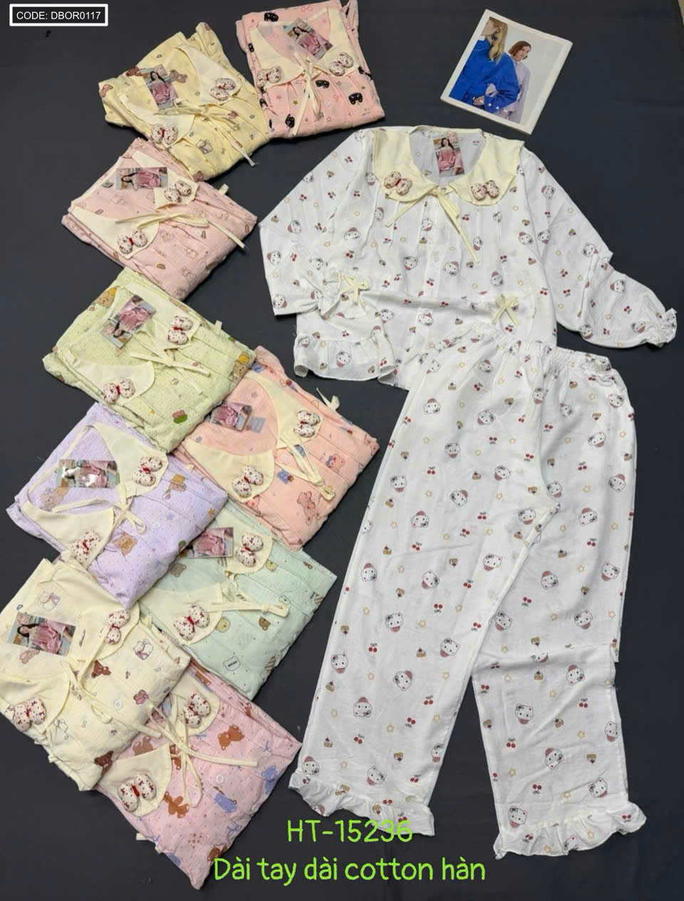 Bỏ sỉ đồ bộ nữ tiểu thư tay dài cotton hàn không giãn HT-15236 - 115236 Bỏ sỉ đồ bộ nữ tiểu thư tay dài cotton hàn không giãn HT-15236 - 115236