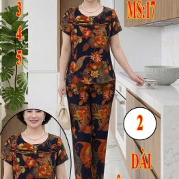 Đồ bộ nữ áo tay ngắn quần dài vải tole nhung TĐ-1726 - DBOR0120