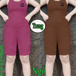 Đồ bộ nữ sát nách quần ngố chất cotton 2 da XS-909589 - DBOR0139