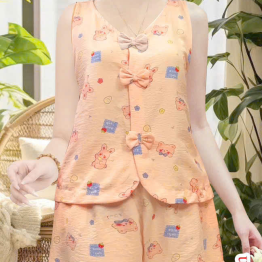 Đồ bộ nữ mặt nhà cotton hàn áo sát nách quần đùi HT-75235 - DBOR0143