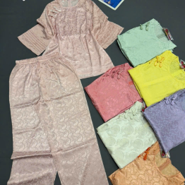 Đồ bộ nữ tay lỡ quần dài gấm 2 da - DBOR0171