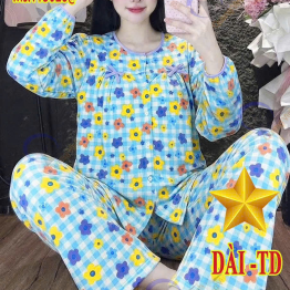 Đồ bộ nữ tay dài quần dài baby doll vải tole QV-15026 - DBOR0189