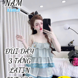 Đồ bộ nữ đùi dây latin 3 tầng BN-81009 - DBOR0193